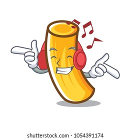 Listening music tortiglioni pasta mascot cartoon