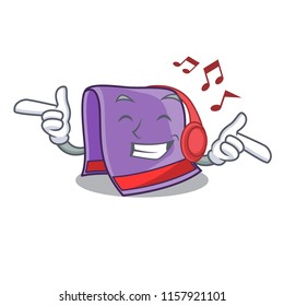 Listening music towel on the wooden rack character