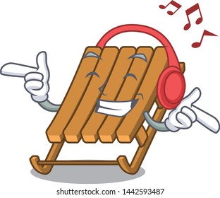 Listening music toy ice sled in cartoon shape