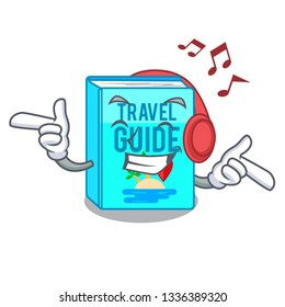 Listening music travel guide book placed rack character