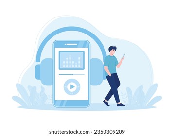 listening to music treding concept flat illustration