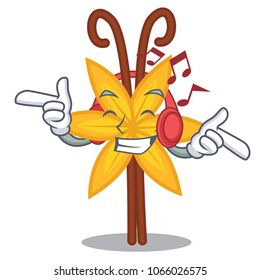 Listening music vanilla mascot cartoon style