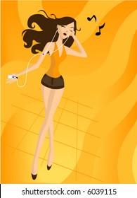 Listening to Music - Vector