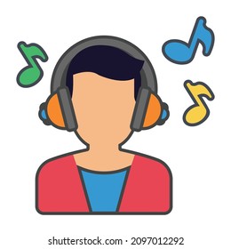 Hören auf ein Musikvektorsymbol, das leicht ändern oder bearbeiten kann 

