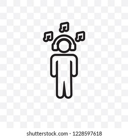 Listening Music vector linear icon isolated on transparent background, Listening Music transparency concept can be used for web and mobile