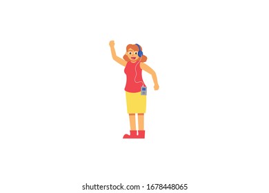 Listening The Music Vector Object Illustration