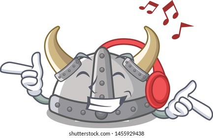 Listening music viking helmet toys on mascot table