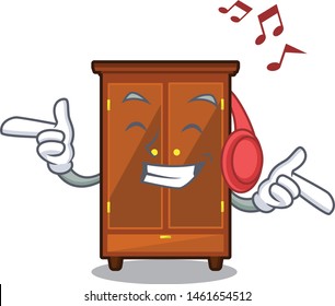 Listening music wardrobe isolated in the a cartoon
