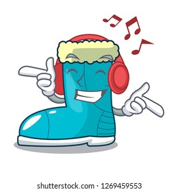 Listening music winter boot on the character rak
