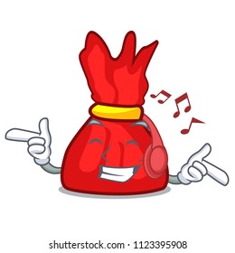 Listening music wrapper candy mascot cartoon