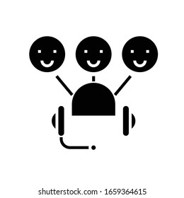 Listening news black icon, concept illustration, vector flat symbol, glyph sign.