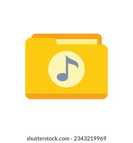 Listening playlist icon flat vector. Music song. Listen audio isolated