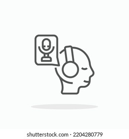 Listening Podcast with Headphone line icon. Editable stroke and pixel perfect. Can be used for digital product, presentation, print design and more.