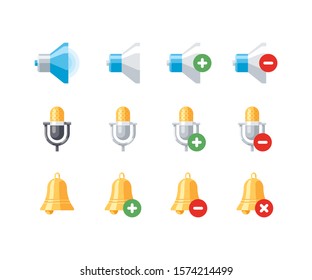 Listening and recording vector icon set
