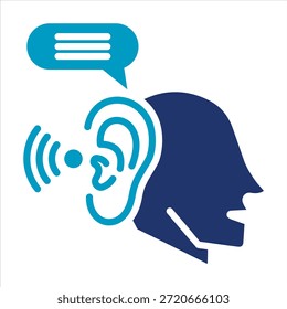 Icono de habilidad de escucha. Ilustración de Duotono de glifo de Vector simple.