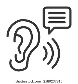 Listening Skill Outline Icon Vector Illustration