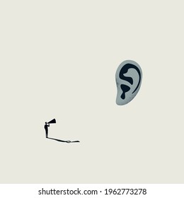 Listening to suggestion vector concept. Symbol of business consultant, advice. Minimal eps10 art illustration.