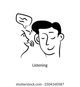 Listening vector outline style Design Vector Stock illustration. 