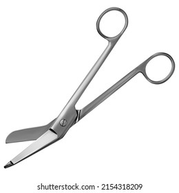 Lister's bandage scissors. Manual surgical cutting instrument. Surgery medicine and health. Vector illustration. Isolated object on a white background