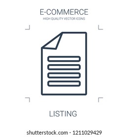 listing icon. high quality line listing icon on white background. from e commerce collection flat trendy vector listing symbol. use for web and mobile