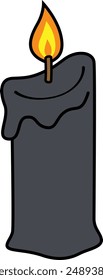 Lit black candle vector illustration