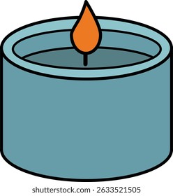 Lit blue candle with orange flame