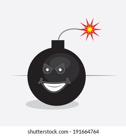 Lit bomb with cartoon face 