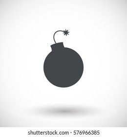 Lit bomb. Flat design of weapon with round shadow. Vector illustration