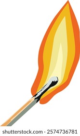 A lit, burning match vector