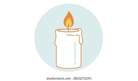 a lit candle with a flame inside a blue circle, depicted in a minimalist vector illustration style.