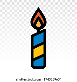 Lit candle flat icon for apps and websites