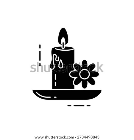 Lit Candle and Flower Spa Icon for Relaxation and Wellness