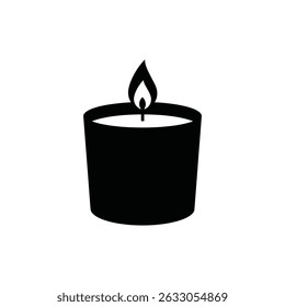 Lit candle icon black silhouette simple design.