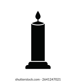 Lit candle icon black silhouette simple design.