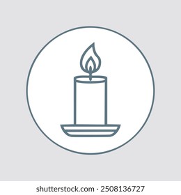 Lit candle icon illustration. Simple line art illustration of a lit candle. Perfect for use in web design, app development, or other creative projects.