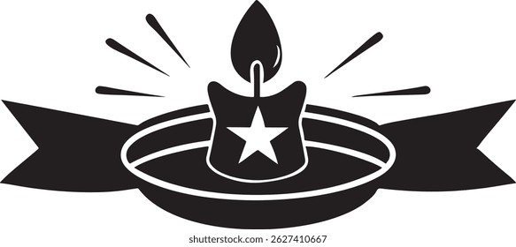 Lit Candle Memorial Silhouette Icon