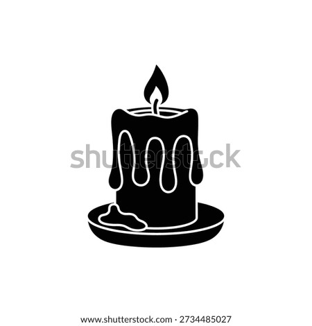 Lit Candle on Dish Minimal Cozy Atmosphere Icon