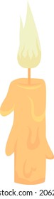 Lit candle semi flat color vector item. Holiday decoration. Realistic object on white. Halloween candlelight isolated modern cartoon style illustration for graphic design and animation