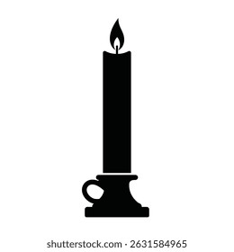 Lit candle in simple black silhouette design