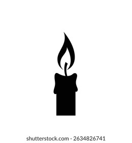 Lit candle simple black silhouette icon.