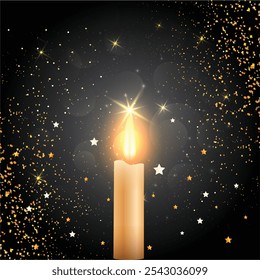 A lit candle that is lit up with stars, Shining candle, Event, Party, Birthday, Celebration vector