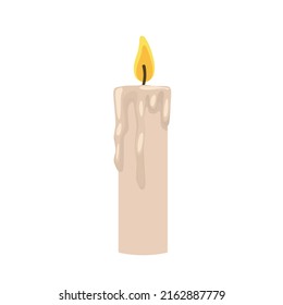 A lit candle. Wax candle Vector illustration