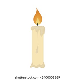 A lit candle. Wax candle Vector illustration