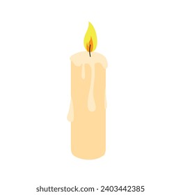 
A lit candle. Wax candle Vector illustration