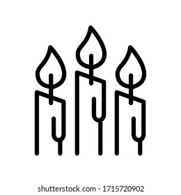 Lit candles thin line icon isolated on white background EPS Vector