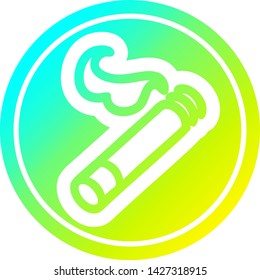 icono circular de cigarrillo iluminado con acabado gradiente fresco