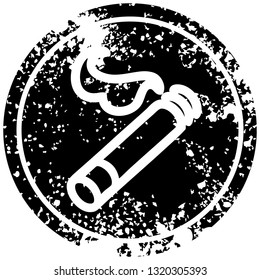 lit cigarette distressed icon symbol