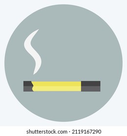 Lit Cigarette Icon in trendy flat style isolated on soft blue background