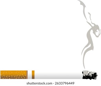 Lit Cigarette with Smoke Illustration
