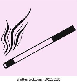 Lit cigarette vector silhouette isolated